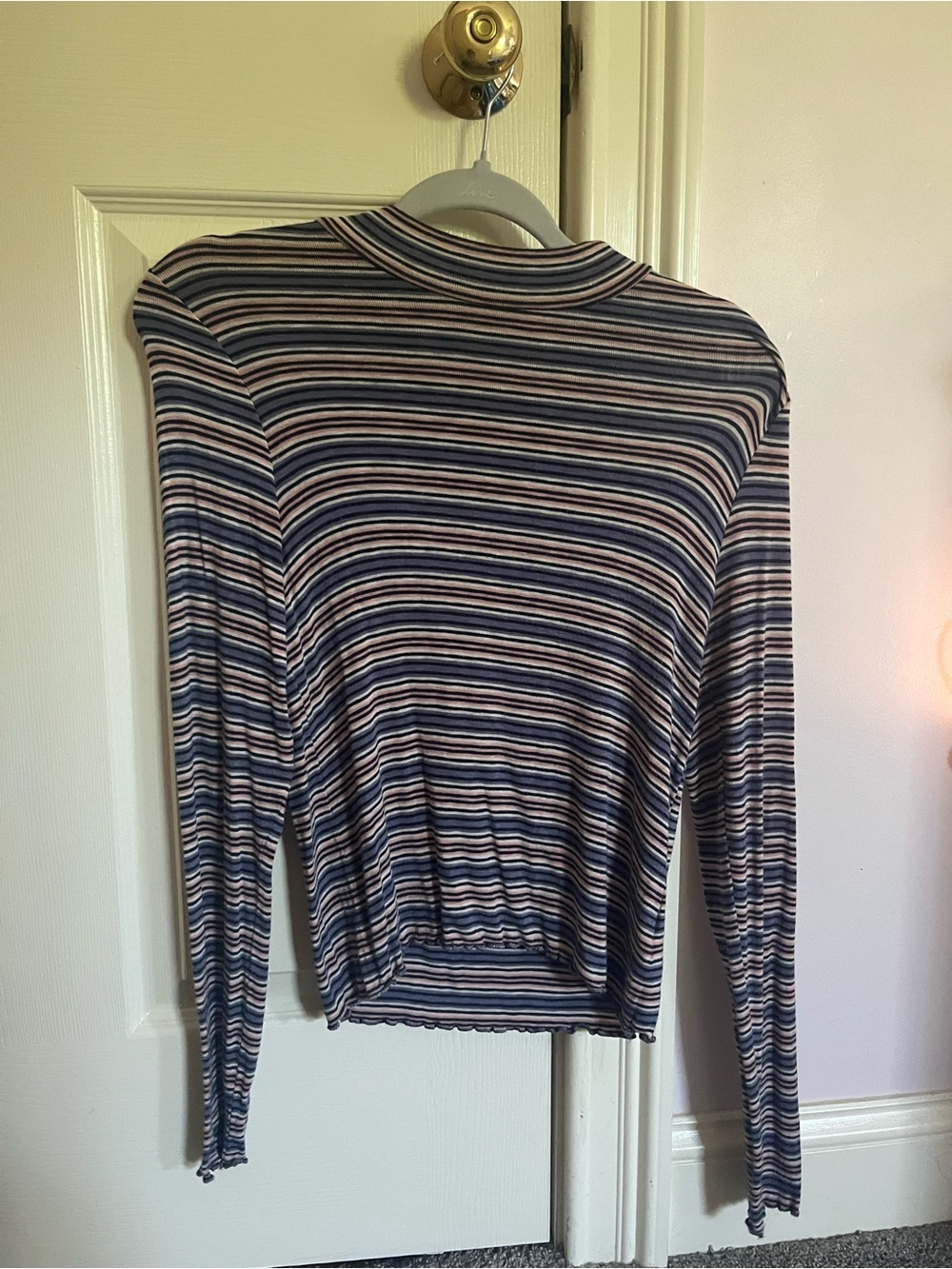 American Eagle Outfitters Women's Striped Cowl/Turtleneck - Navy, White, Pink